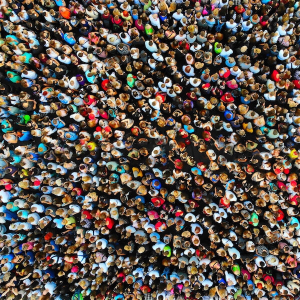 Large population of people on a street